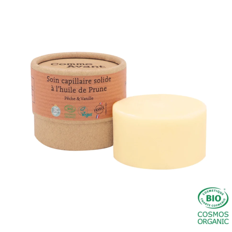Soin capillaire solide à l'huile de Prune Pêche & Vanille